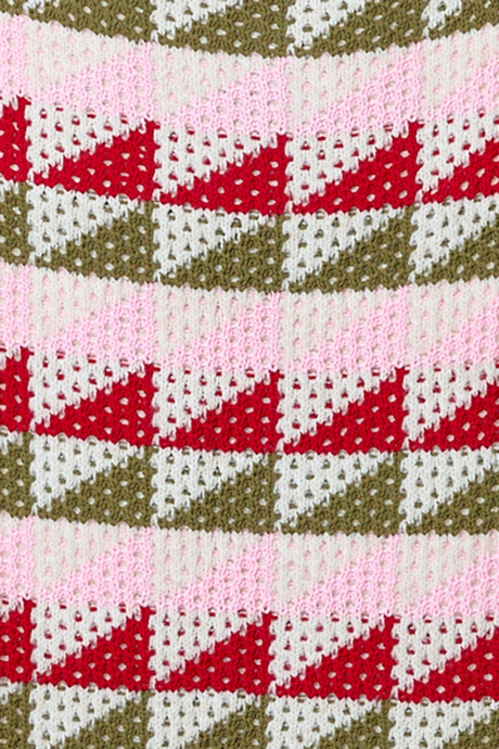 Pembe Geometrik Desenli Püsküllü Battaniye SWB4589PE 