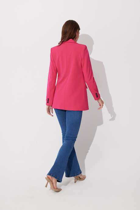 Pembe Tek Düğmeli Kruvaze Yaka Blazer Ceket SS23J4707PE