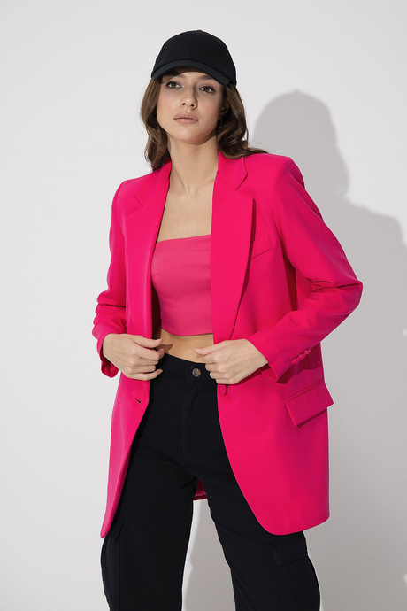 Pembe Tek Düğmeli Oversize Blazer Ceket SS23J4709PE