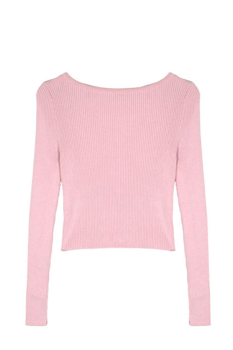 Pink Long Sleeve Ribbed Sweater