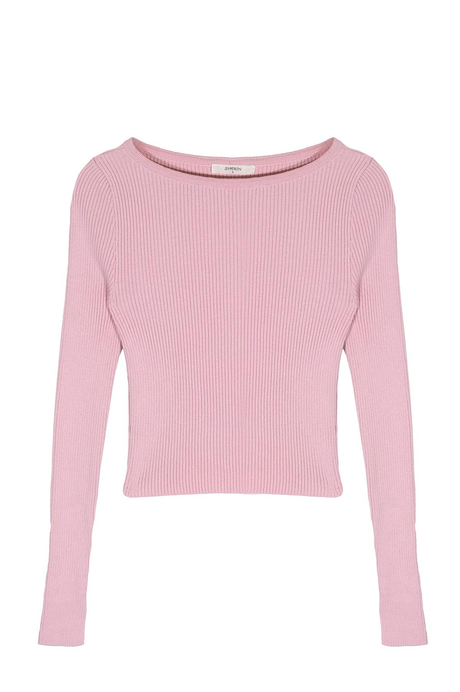 Pink Long Sleeve Ribbed Sweater