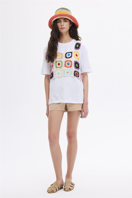 Renkli Patchwork Bluz