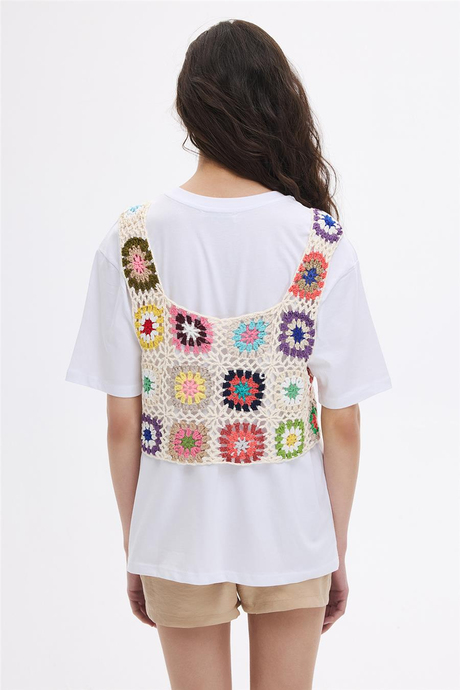Renkli Patchwork Bluz