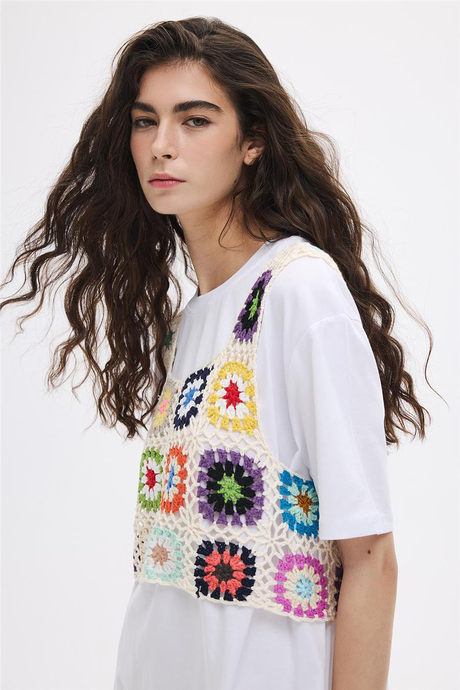 Renkli Patchwork Bluz