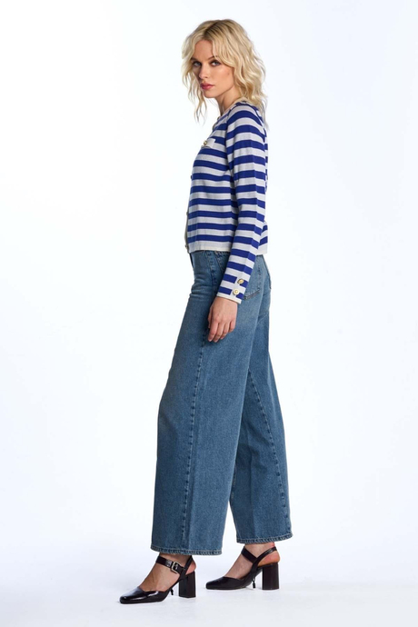 Çizgili Düğmeli Hırka