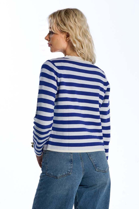 Çizgili Düğmeli Hırka