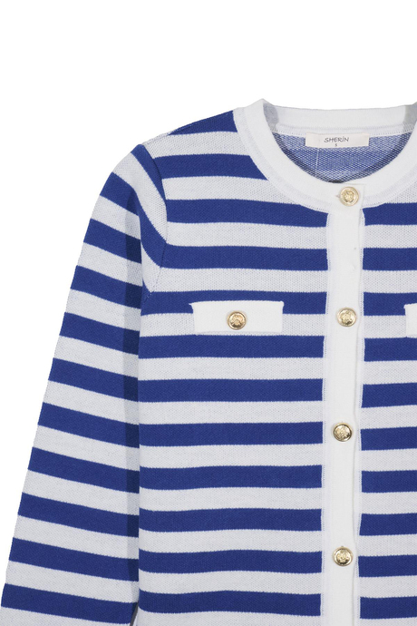 Çizgili Düğmeli Hırka