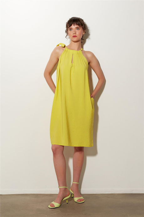 Sarı Kravatlı Midi Boy Elbise SS23D4783SA