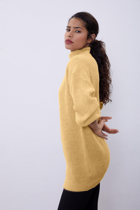 Yellow Long Tube Sweater SWK4334SR