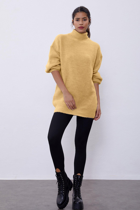 Yellow Long Tube Sweater SWK4334SR