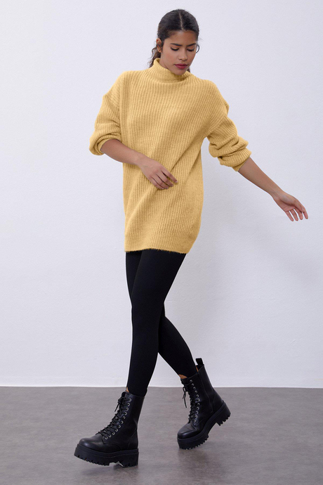 Yellow Long Tube Sweater SWK4334SR