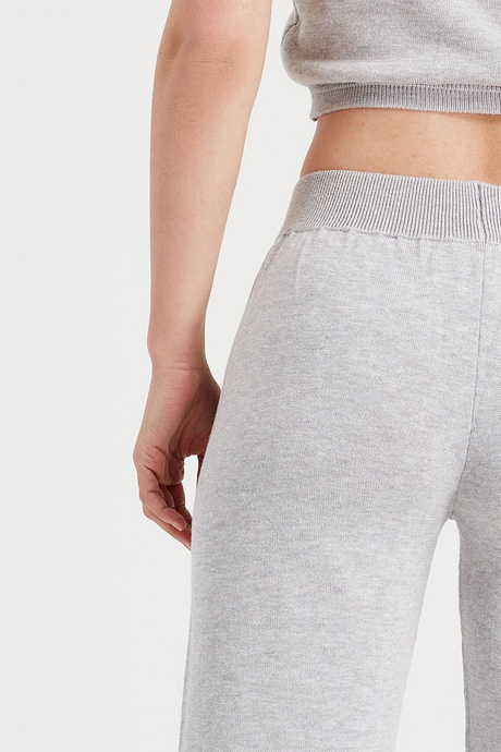 Sherin Kadın Açık Gri Cep Detaylı Triko Jogger Pantolon SWP4121GR