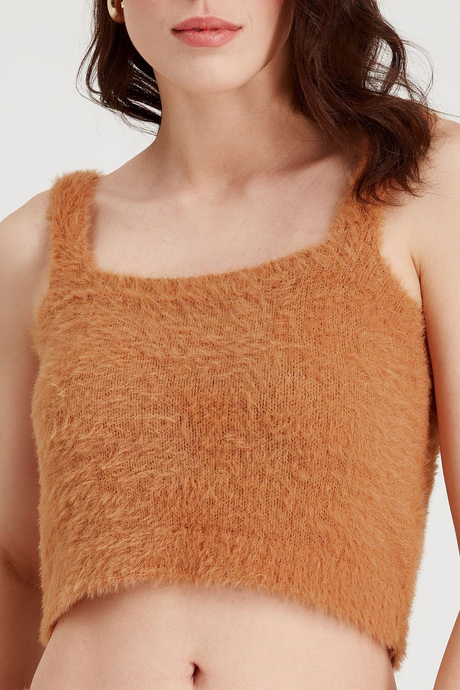 Sherin Kadın  Camel Yumuşak Dokulu Triko Atlet Şort Takım SWTK4154-59CA