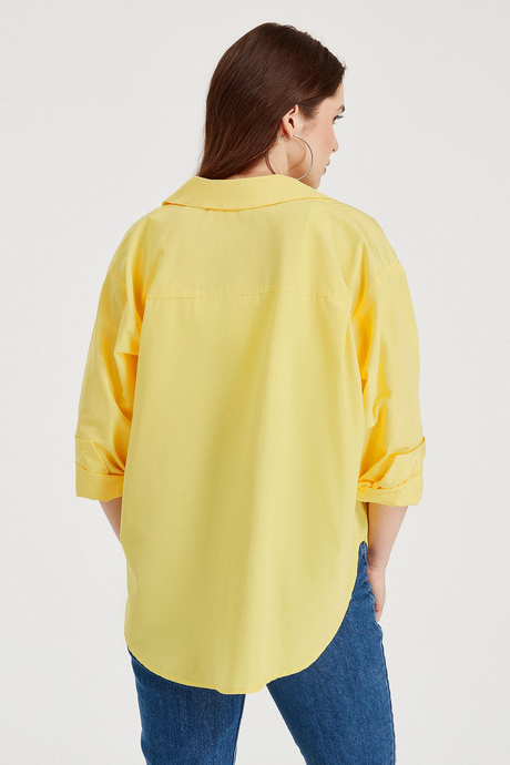 Sherin Kadın Sarı Basic Uzun Kollu Gömlek SWG4167SR