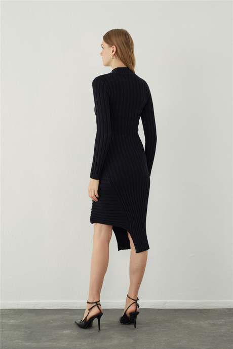 Fitilli uzun triko elbise