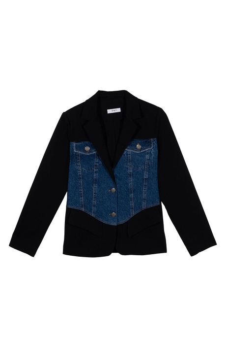 Siyah Jean Detaylı Blazer