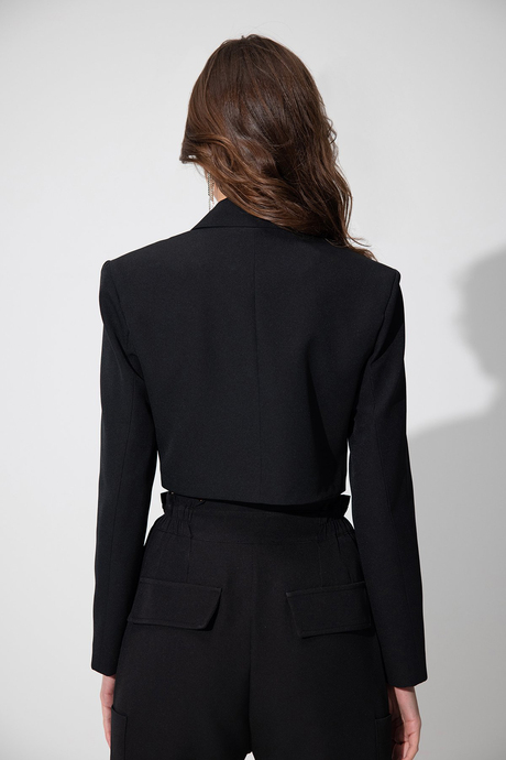 Siyah Kruvaze Yaka Blazer Ceket SS23J4728Sİ