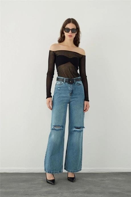  Transparent inner and outer knitted blouse