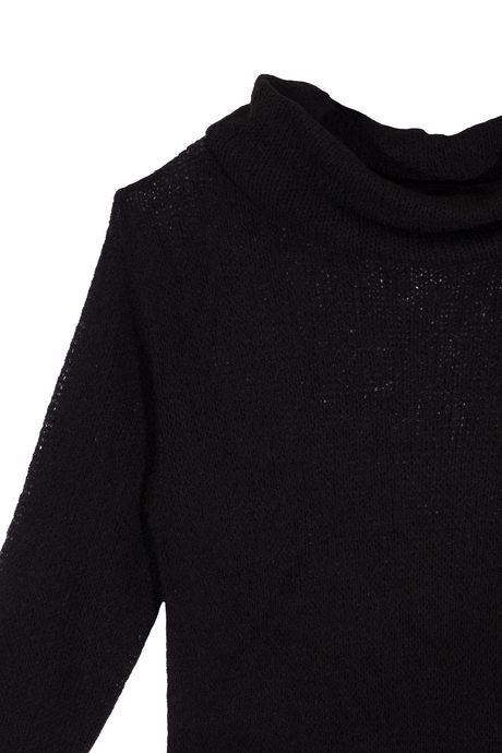 Siyah Transparan Triko Elbise