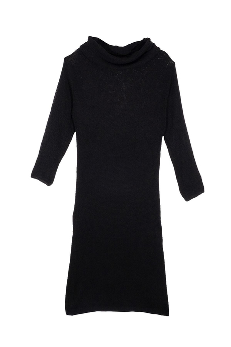 Siyah Transparan Triko Elbise