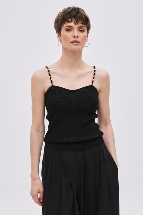 SİYAH ZİNCİRLİ CROP ATLET