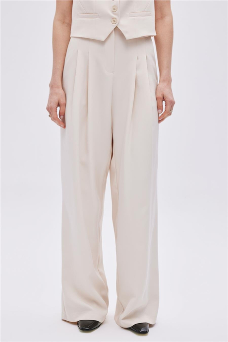 Taş Çift Pileli Geniş Paça Pantolon