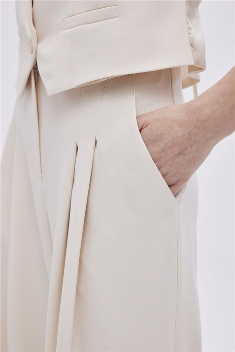 Taş Çift Pileli Geniş Paça Pantolon