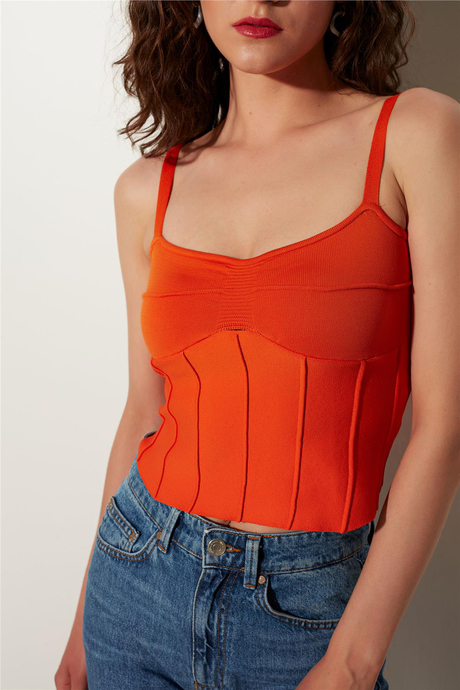 Orange Strappy Knitwear Corset SWA4657TUR