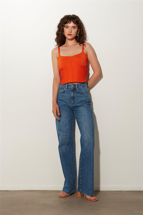 Orange Strappy Knitwear Corset SWA4657TUR