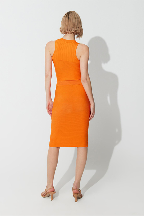 Orange Knit Top Skirt  Set SWTK4606-07TU