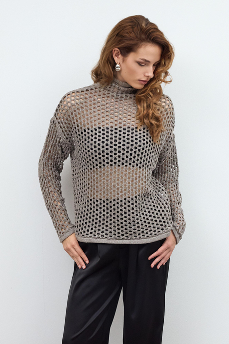 Mink Pointelle Knitwear Sweater