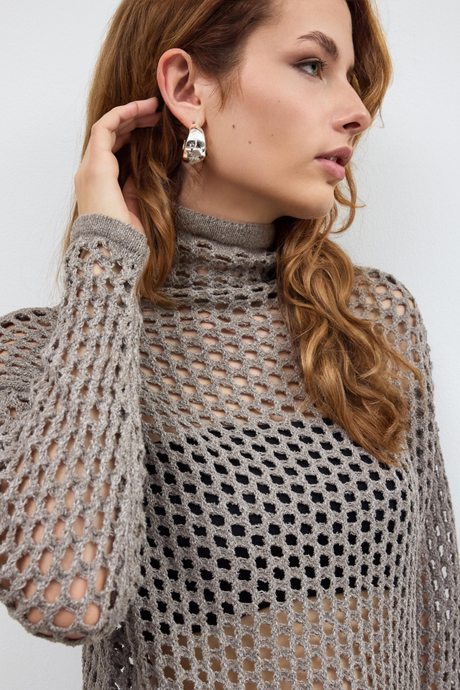 Mink Pointelle Knitwear Sweater