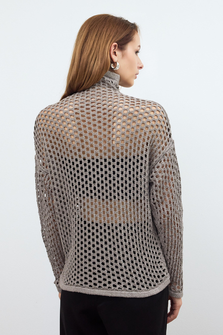 Mink Pointelle Knitwear Sweater