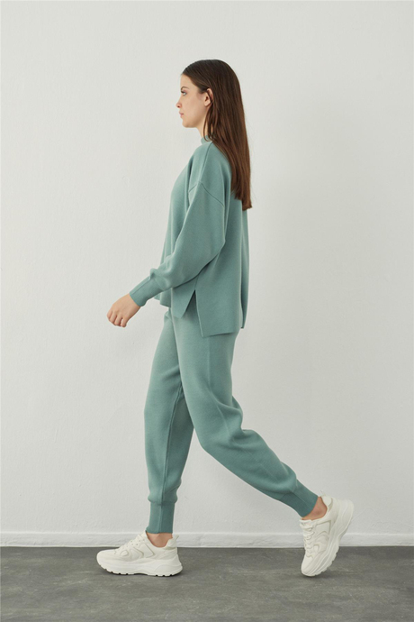 Yeşil Basic Kazak Pantolon Triko Takım