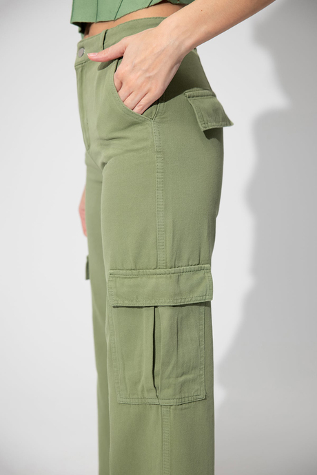 Yeşil Bol Paça Kargo Pantolon SS23P4741YE