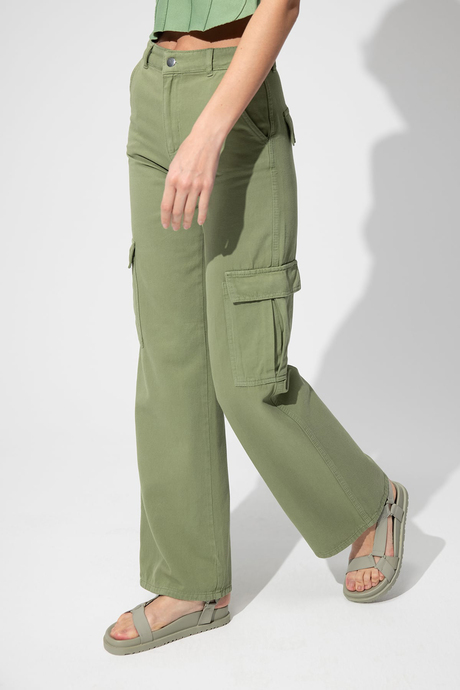 Yeşil Bol Paça Kargo Pantolon SS23P4741YE