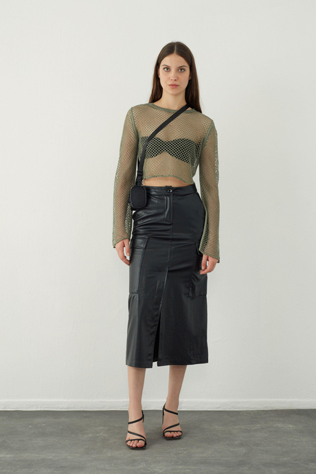 Mesh knit lurex knitted sweater