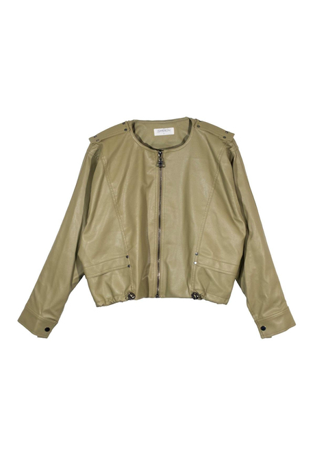 Yeşil Oversize Deri Ceket