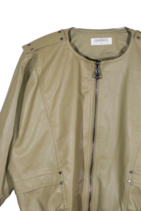 Yeşil Oversize Deri Ceket