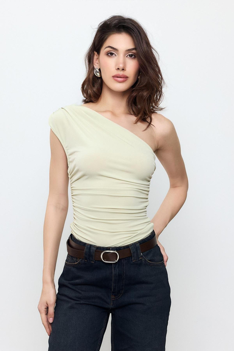 Yeşil Tek Omuz Bluz