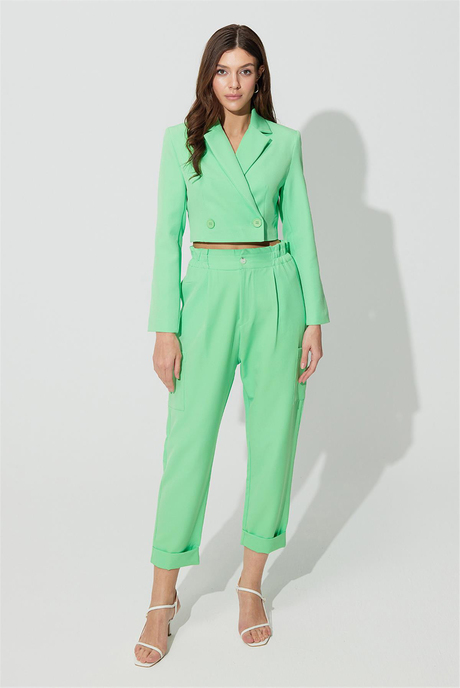 Yeşil Yüksek Bel Kargo Pantolon SS23P4725YE