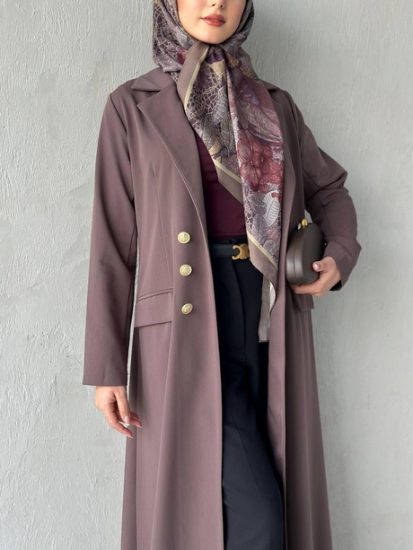ALARA KREP ABAYA Kahverengi