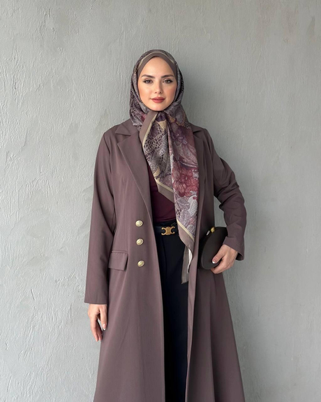 ALARA KREP ABAYA Kahverengi