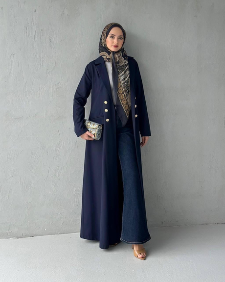 ALARA KREP ABAYA Lacivert