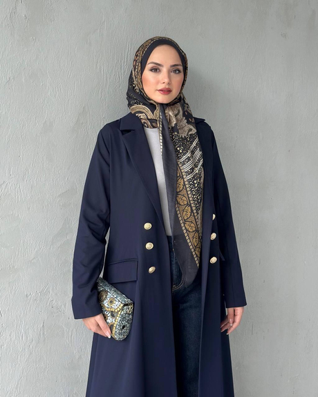 ALARA KREP ABAYA Lacivert