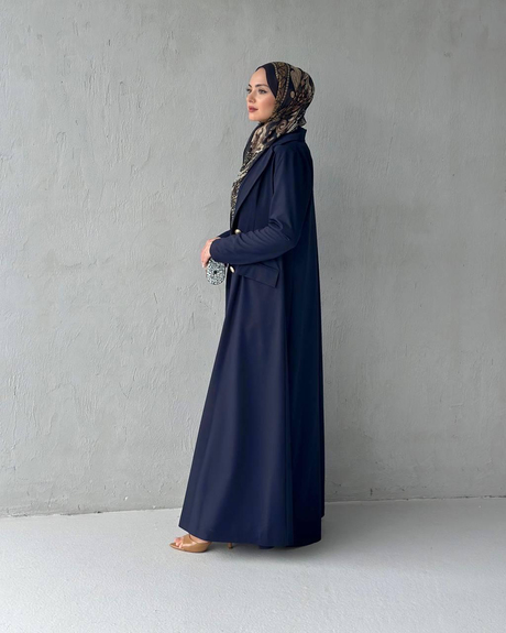 ALARA KREP ABAYA Lacivert