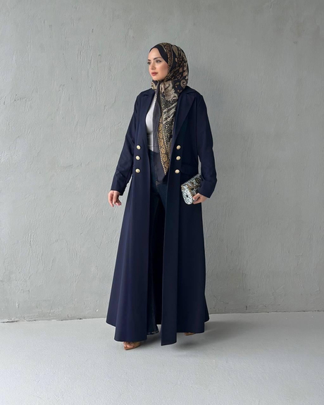 ALARA KREP ABAYA Lacivert