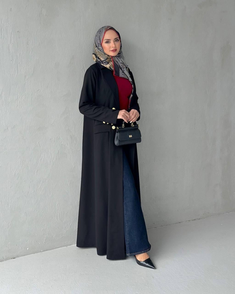 ALARA KREP ABAYA Siyah