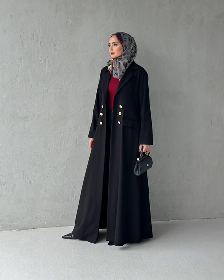 ALARA KREP ABAYA Siyah