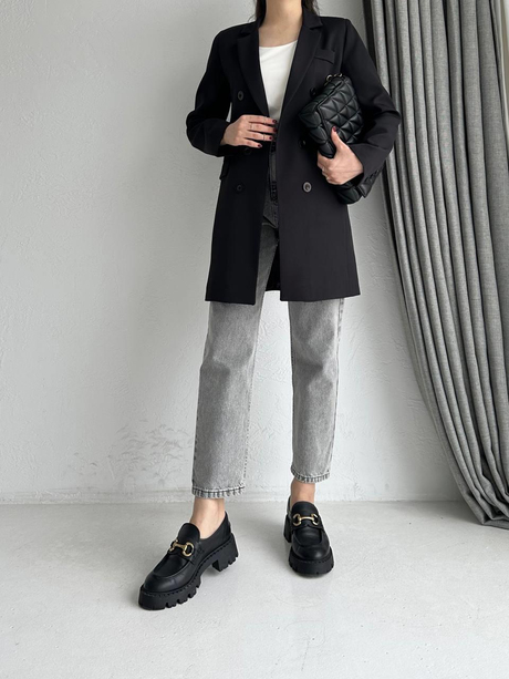 Altı Düğmeli Blazer Ceket Siyah